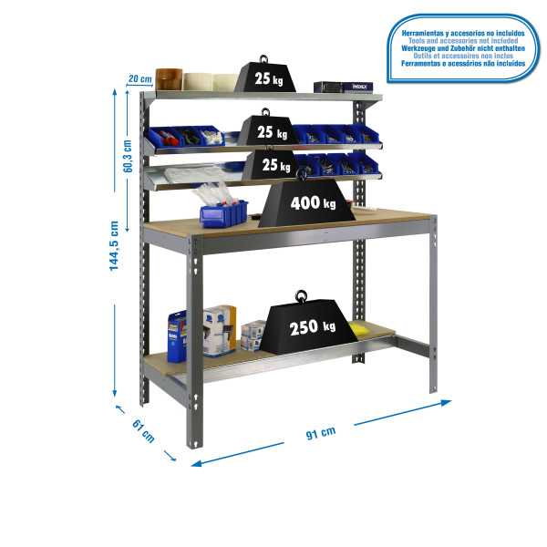 Banco trabajo 1445x910x610 SIMONWORK BT1 900 GRIS/MADERA marca SIMONRACK
