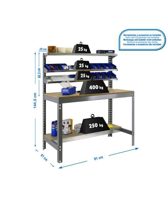 Banco trabajo 1445x910x610 SIMONWORK BT1 900 GRIS/MADERA marca SIMONRACK