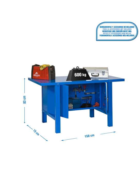 Banco trabajo 830x1500x730 SIMONWORK BT6 METAL CABINET 1500 AZUL marca SIMONRACK