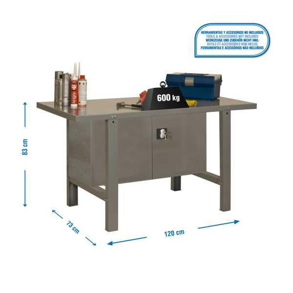 Banco trabajo 830x1200x730 SIMONWORK BT6 METAL CABINET 1200 GRIS marca SIMONRACK