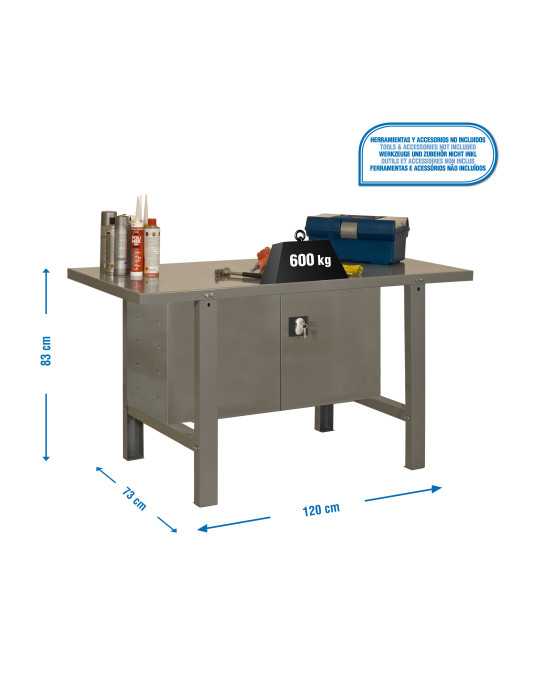 Banco trabajo 830x1200x730 SIMONWORK BT6 METAL CABINET 1200 GRIS marca SIMONRACK