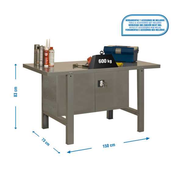 Banco trabajo 830x1500x730 SIMONWORK BT6 METAL CABINET 1500 GRIS marca SIMONRACK