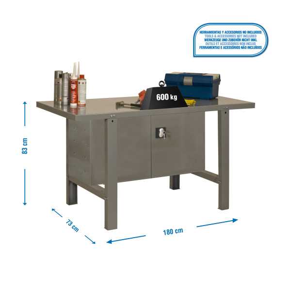 Banco trabajo 830x1800x730 SIMONWORK BT6 METAL CABINET 1800 GRIS marca SIMONRACK