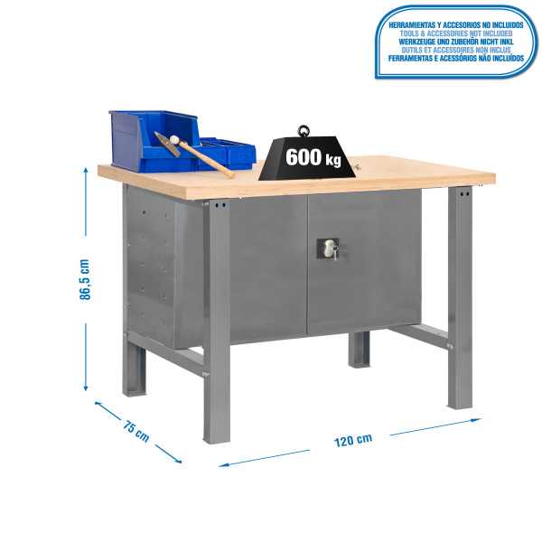 Banco trabajo 865x1200x750 SIMONWORK BT6 MDF CABINET 1200 GRIS/MADERA marca SIMONRACK
