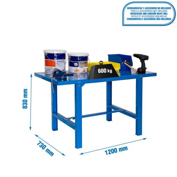 Banco trabajo 830x1200x730 SIMONWORK BT6 METAL 1200 AZUL marca SIMONRACK