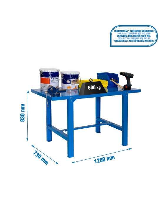 Banco trabajo 830x1200x730 SIMONWORK BT6 METAL 1200 AZUL marca SIMONRACK
