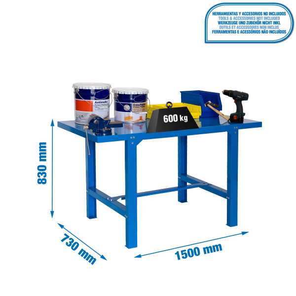 Banco trabajo 830x1500x730 SIMONWORK BT6 METAL 1500 AZUL marca SIMONRACK
