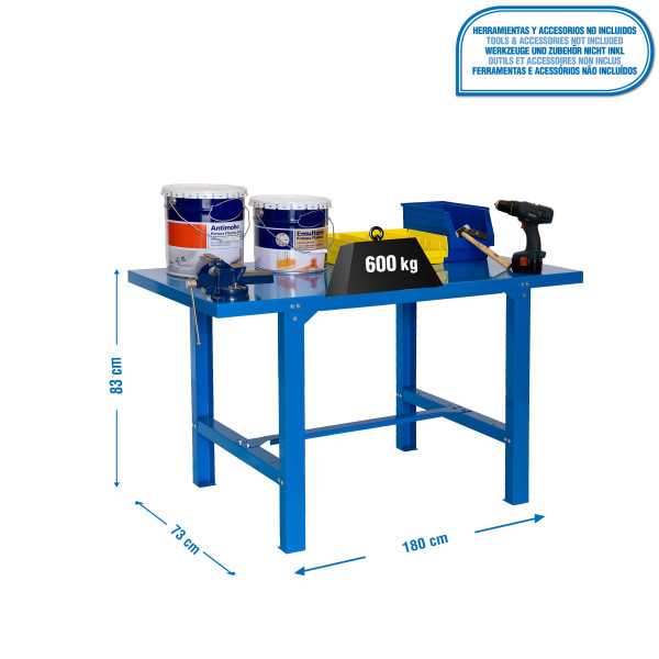 Banco trabajo 830x1800x730 SIMONWORK BT6 METAL 1800 AZUL marca SIMONRACK