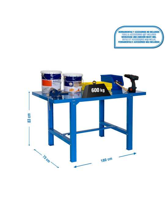 Banco trabajo 830x1800x730 SIMONWORK BT6 METAL 1800 AZUL marca SIMONRACK