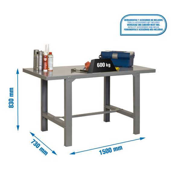 Banco trabajo 830x1500x730 SIMONWORK BT6 METAL 1500 GRIS marca SIMONRACK