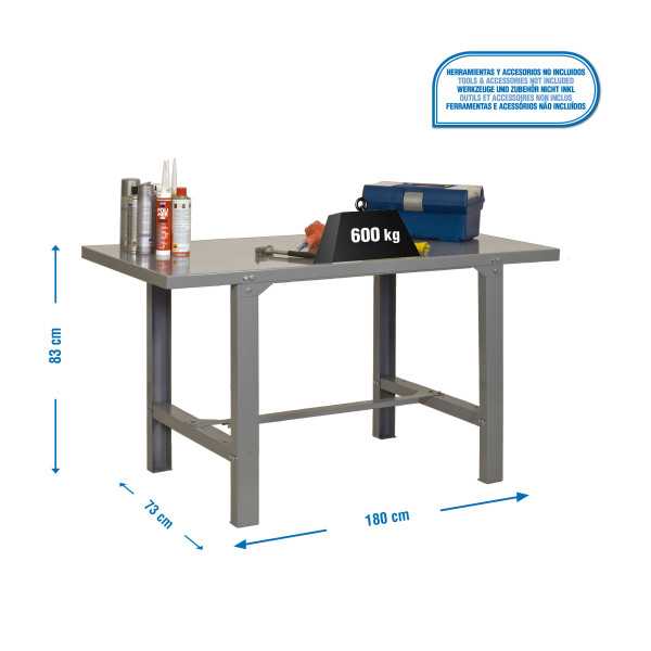 Banco trabajo 830x1800x730 SIMONWORK BT6 METAL 1800 GRIS marca SIMONRACK