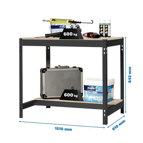 Banco trabajo 842x1510x610 SIMONWORK BT0 1500x600 ANTRACITA/MADERA marca SIMONRACK