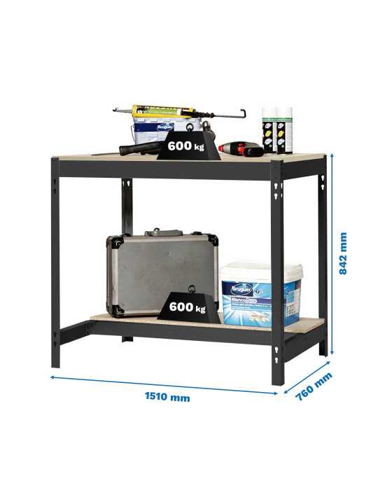Banco trabajo 842x1510x760 SIMONWORK BT0 1500x750 ANTRACITA/MADERA marca SIMONRACK