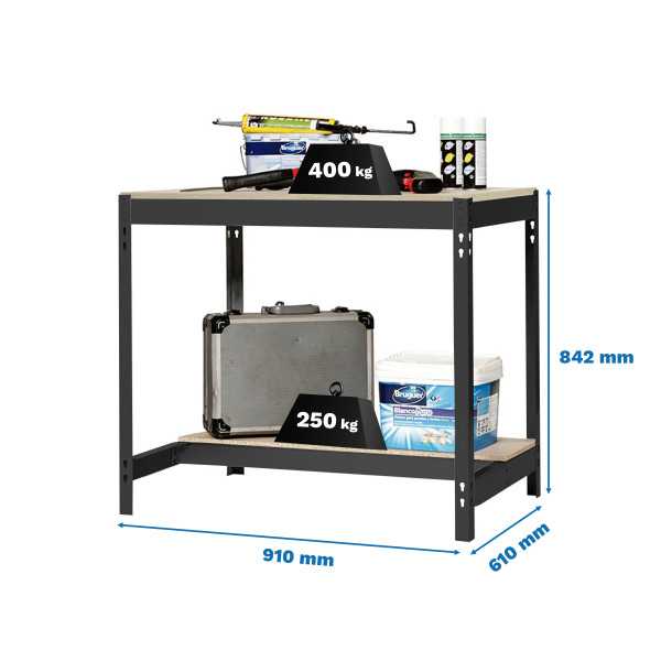 Banco trabajo 842x910x610 SIMONWORK BT0 900x600 ANTRACITA/MADERA marca SIMONRACK