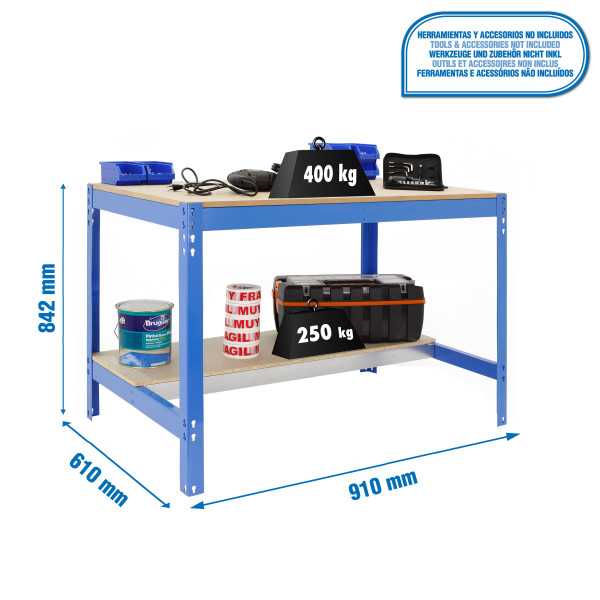 Banco trabajo 842x910x610 SIMONWORK BT0 900x600 AZUL/MADERA marca SIMONRACK