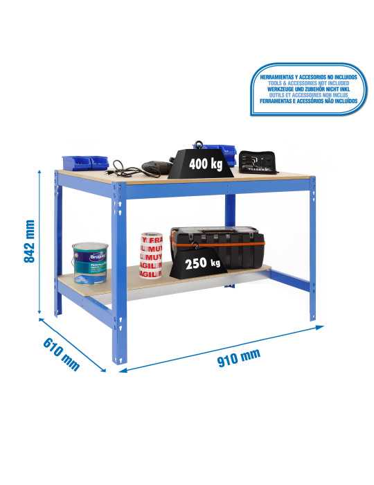 Banco trabajo 842x910x610 SIMONWORK BT0 900x600 AZUL/MADERA marca SIMONRACK
