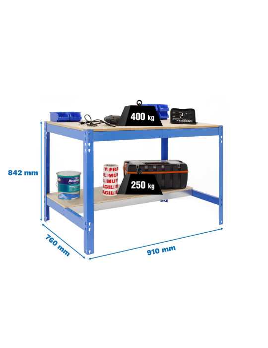 Banco trabajo 842x910x760 SIMONWORK BT0 900x750 AZUL/MADERA marca SIMONRACK