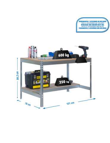 Banco trabajo 842x1210x760 SIMONWORK BT0 1200x750 GALVA/MADERA marca SIMONRACK