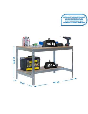 Banco trabajo 842x1510x760 SIMONWORK BT0 1500x750 GALVA/MADERA marca SIMONRACK