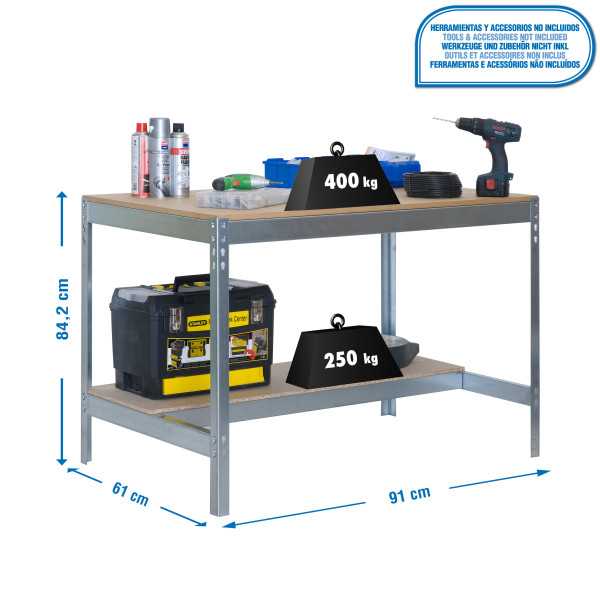 Banco trabajo 842x910x610 SIMONWORK BT0 900x600 GALVA/MADERA marca SIMONRACK