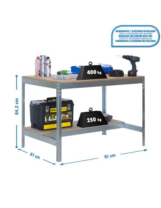 Banco trabajo 842x910x610 SIMONWORK BT0 900x600 GALVA/MADERA marca SIMONRACK