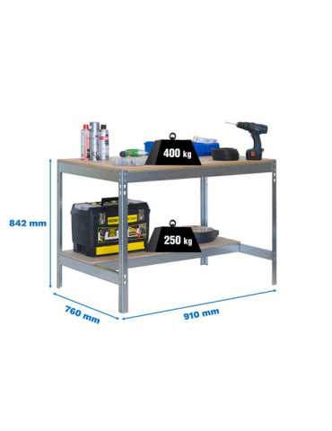 Banco trabajo 842x910x760 SIMONWORK BT0 900x750 GALVA/MADERA marca SIMONRACK