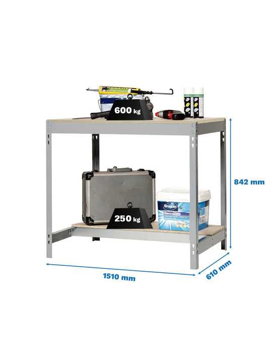 Banco trabajo 842x1510x610 SIMONWORK BT0 1500x600 GRIS/MADERA marca SIMONRACK