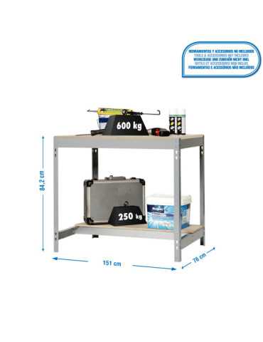 Banco trabajo 842x1510x760 SIMONWORK BT0 1500x750 GRIS/MADERA marca SIMONRACK