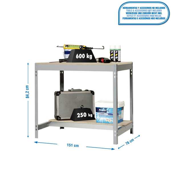 Banco trabajo 842x1510x760 SIMONWORK BT0 1500x750 GRIS/MADERA marca SIMONRACK