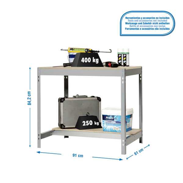 Banco trabajo 842x910x610 SIMONWORK BT0 900x600 GRIS/MADERA marca SIMONRACK