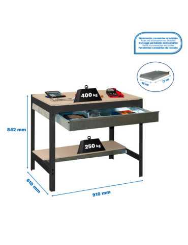 Banco trabajo 842x910x610 SIMONWORK BT0 BOX 900 ANTRACITA/MADERA marca SIMONRACK