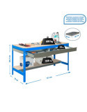Banco trabajo 842x1210x760 SIMONWORK BT0 BOX 1200 AZUL/MADERA marca SIMONRACK