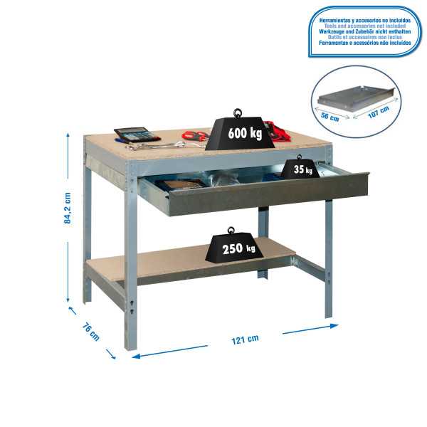 Banco trabajo 842x1210x760 SIMONWORK BT0 BOX 1200 GRIS/MADERA marca SIMONRACK