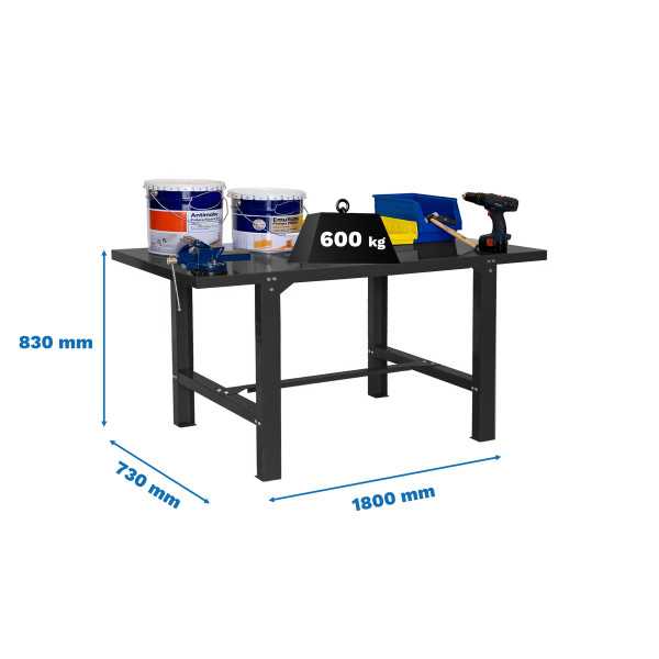 Banco trabajo 830x1800x730 SIMONWORK BT6 METAL 1800 ANTRACITA marca SIMONRACK