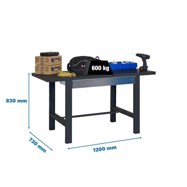 Banco trabajo 830x1200x730 SIMONWORK BT6 METAL 1BOX 1200x735 ANTRACITA marca SIMONRACK