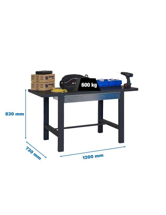Banco trabajo 830x1200x730 SIMONWORK BT6 METAL 1BOX 1200x735 ANTRACITA marca SIMONRACK