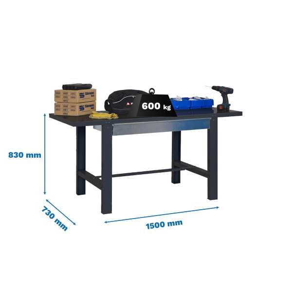 Banco trabajo 830x1500x730 SIMONWORK BT6 METAL 1BOX 1500x735 ANTRACITA marca SIMONRACK