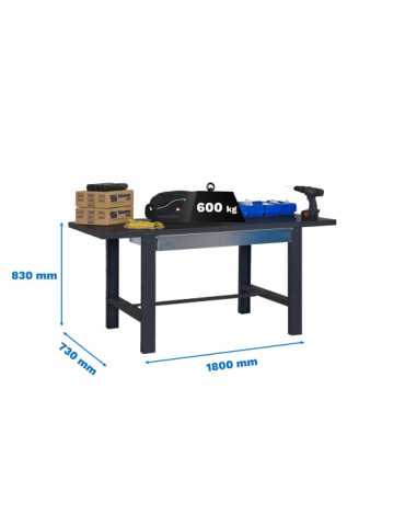 Banco trabajo 830x1800x730 SIMONWORK BT6 METAL 1BOX 1800x735 ANTRACITA marca SIMONRACK