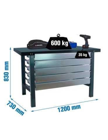 Banco trabajo 830x1200x730 SIMONWORK BT6 METAL 5BOX 1200x735 ANTRACITA marca SIMONRACK