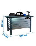 Banco trabajo 830x1200x730 SIMONWORK BT6 METAL 5BOX 1200x735 ANTRACITA marca SIMONRACK