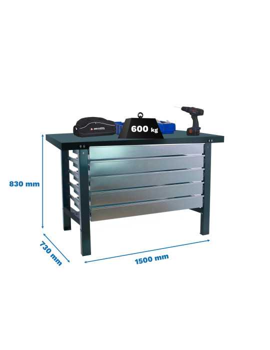 Banco trabajo 830x1500x730 SIMONWORK BT6 METAL 5BOX 1500x735 ANTRACITA marca SIMONRACK