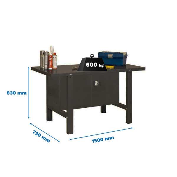 Banco trabajo 830x1500x730 SIMONWORK BT6 METAL CABINET 1500 ANTRACITA marca SIMONRACK
