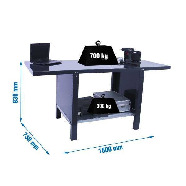 Banco trabajo 830x1800x730 SIMONWORK BT6 PRO METAL 1800 ANTRACITA marca SIMONRACK