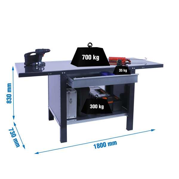Banco trabajo 830x1800x730 SIMONWORK BT6 PRO METAL 1BOX 1800 ANTRACITA marca SIMONRACK