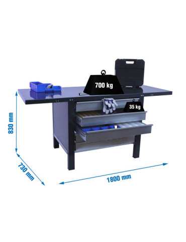 Banco trabajo 830x1800x730 SIMONWORK BT6 PRO METAL 5BOX 1800 ANTRACITA marca SIMONRACK