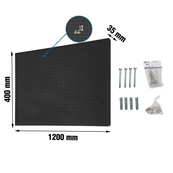 Panel perforado 400x1200x35 PANELCLICK 1200x400 ANTRACITA + 14 HOOK + 3 ACCE marca SIMONRACK
