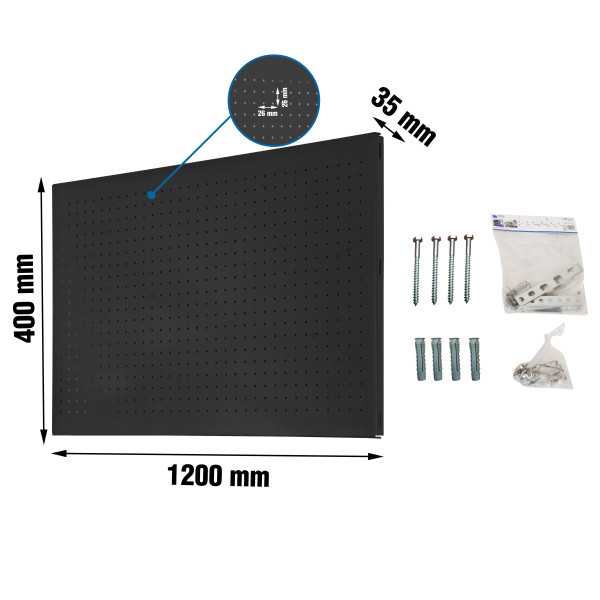 Panel perforado 400x1200x35 PANELCLICK 1200x400 ANTRACITA + 22 HOOK + 3 ACCE marca SIMONRACK