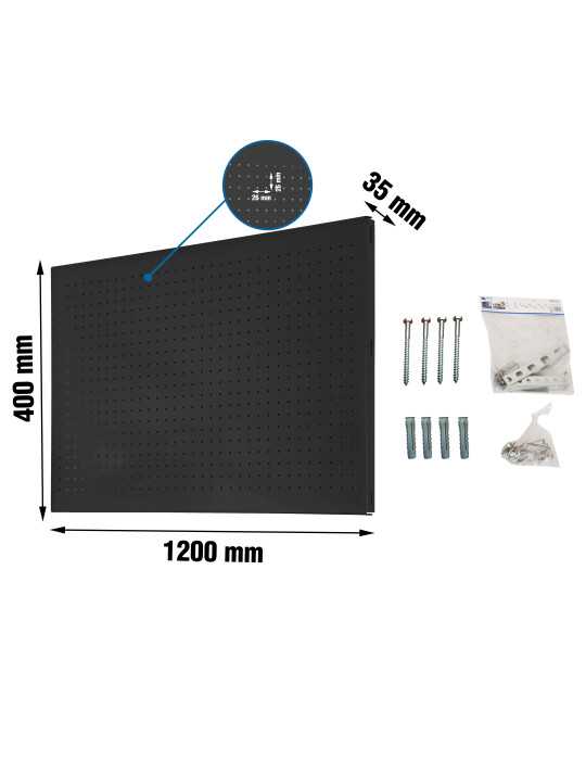 Panel perforado 400x1200x35 PANELCLICK 1200x400 ANTRACITA + 22 HOOK + 3 ACCE marca SIMONRACK