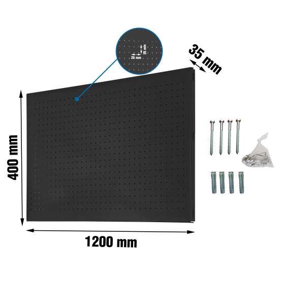 Panel perforado 400x1200x35 PANELCLICK 1200x400 ANTRACITA + 8 HOOK marca SIMONRACK