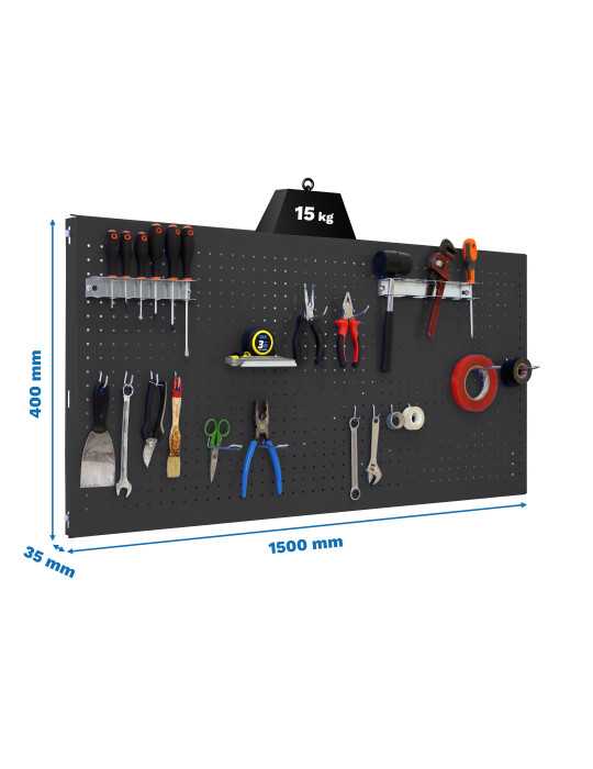 Panel perforado 400x1500x35 PANELCLICK 1500x400 ANTRACITA + 14 HOOK + 3 ACCE marca SIMONRACK